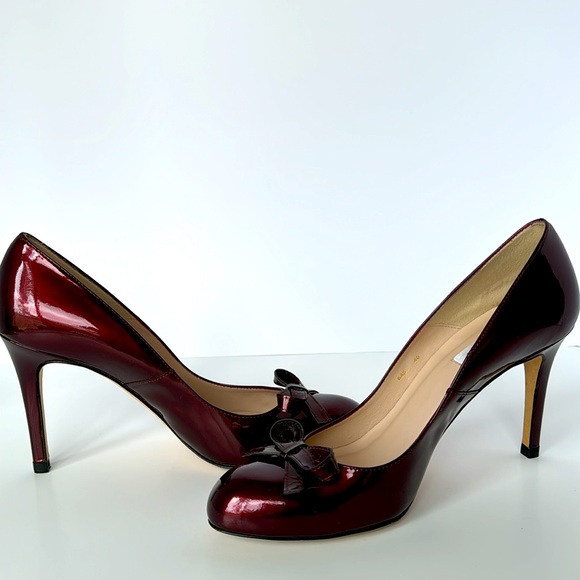 LK Bennett London Women’s Patent Leather Burgundy High Heels Size 7.5 - Picture 5 of 6